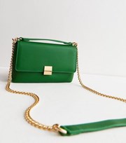 New Look Green Leather-Look Top Handle Cross Body Bag